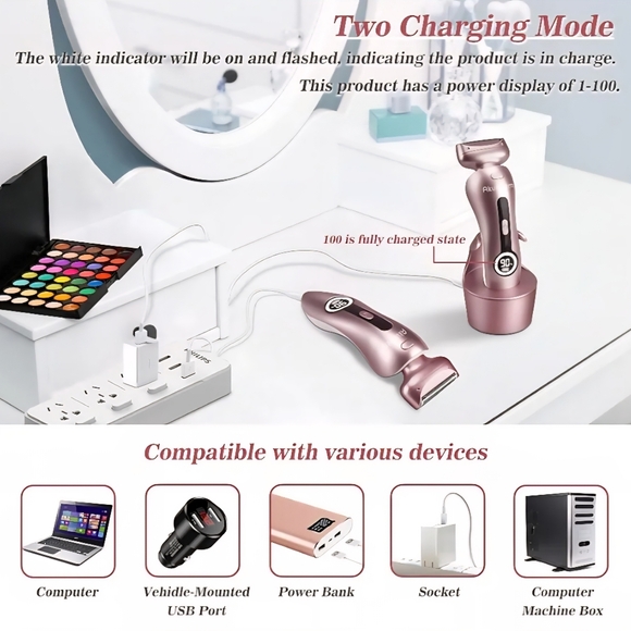 Akunbem Women's Electric Shaver in Pink - Picture 6 of 8